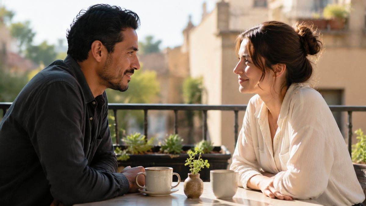 A man and partner sharing a quiet moment of understanding